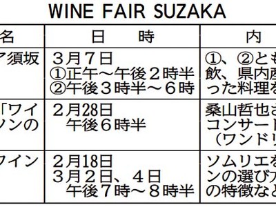 各地のワイン、須坂で試して　18日から「フェア」