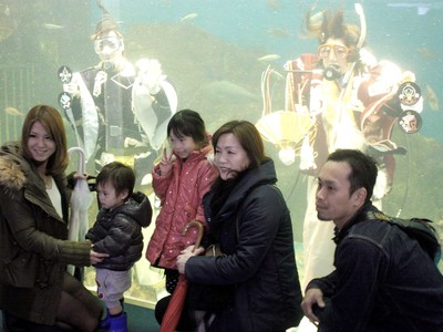 魚と泳ぐ「水中おひなさま」　七尾市ののとじま水族館