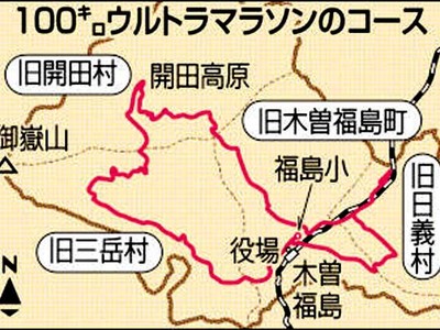 木曽町合併１０年記念マラソン　８月３０日、旧４町村通る１００キロ