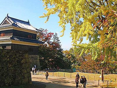 上田城跡、深まる秋色　３日から「紅葉まつり」