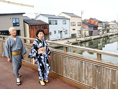 "日本のベニス"満喫　射水市ふるさと納税返礼　東京の夫婦が観光
