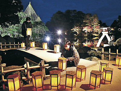 秋色浮かぶ名園の夜　兼六園、金沢城公園　６日からライトアップ