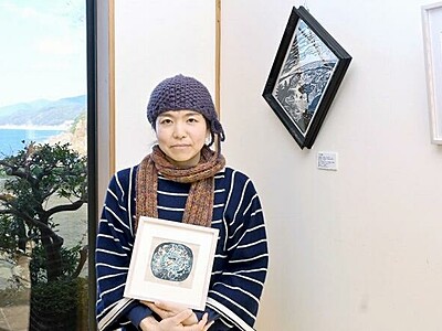 越前海岸の暮らしを木版画で表現　地域おこし協力隊が福井市で作品展