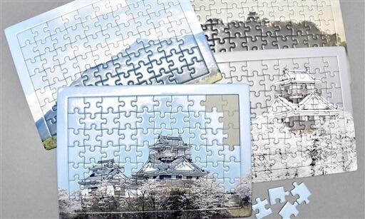高齢者に楽しんでもらおうと、大野城などを題材に作られたパズル