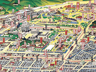 昭和５年鳥瞰図、街並み色彩豊か　金沢商工会議所に現存