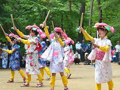 「ささら踊り」３年ぶりに　上田市別所温泉で雨乞い行事「岳の幟」