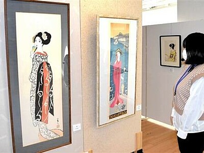 竹久夢二の世界にうっとり　越前和紙の美人画、越前市・紙の文化博物館で展示