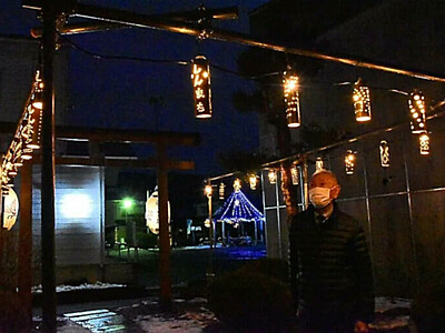 竹ちょうちんー温かな光　諏訪市の神社、住民有志が初の試み
