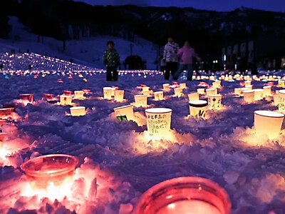 温かな光で恩返し　栄村の雪上にともすキャンドル1万本　能登半島地震被災地へのエールも込め